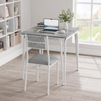 GAOMON 3-Piece Dining Table Set, Sturdy Wooden Square Table and Chair Breakfast Table Set for 2 Person,for Home or Commercial Dining Room,White+ Grey