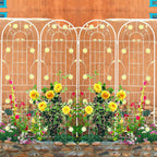 4 Pack Metal Garden Trellis 71" H Cream White Garden Fence Rustproof Trellis for Climbing Plants Support Roses Flower Outdoor Lawn, White 6FT