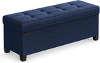 SONGMICS Storage Ottoman Bench, Foldable Foot Rest with Legs | End of Bed Bench, Storage Chest, 43.3 x 15 x 15.8 Inches, Load up to 660 lb, Midnight Blue, MELISA Collection ULSF018I01
