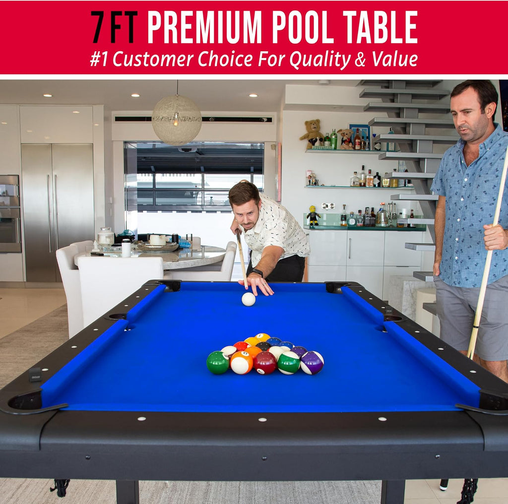 GoSports Billiards Game Table - Foldable Design, Includes Full Set of Pool Balls, 2 Cue Sticks, Chalk, and Felt Brush