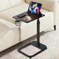 facka Adjustable TV Tray Table with Rounded Metal Corners, C-Shaped Snack Table for Couch, Sofa, Bed or Chair, Small Space Side Table for Eating, Dinner, or Laptop Use