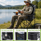 Aohanoi Camping Chairs for Heavy People,Folding Lawn Chairs for Outside Heavy Duty,Outdoor Oversized Chairs for Adult with Cup Holder and Large Cooler Bag,Beach Camp Chairs Supports up to 500lbs