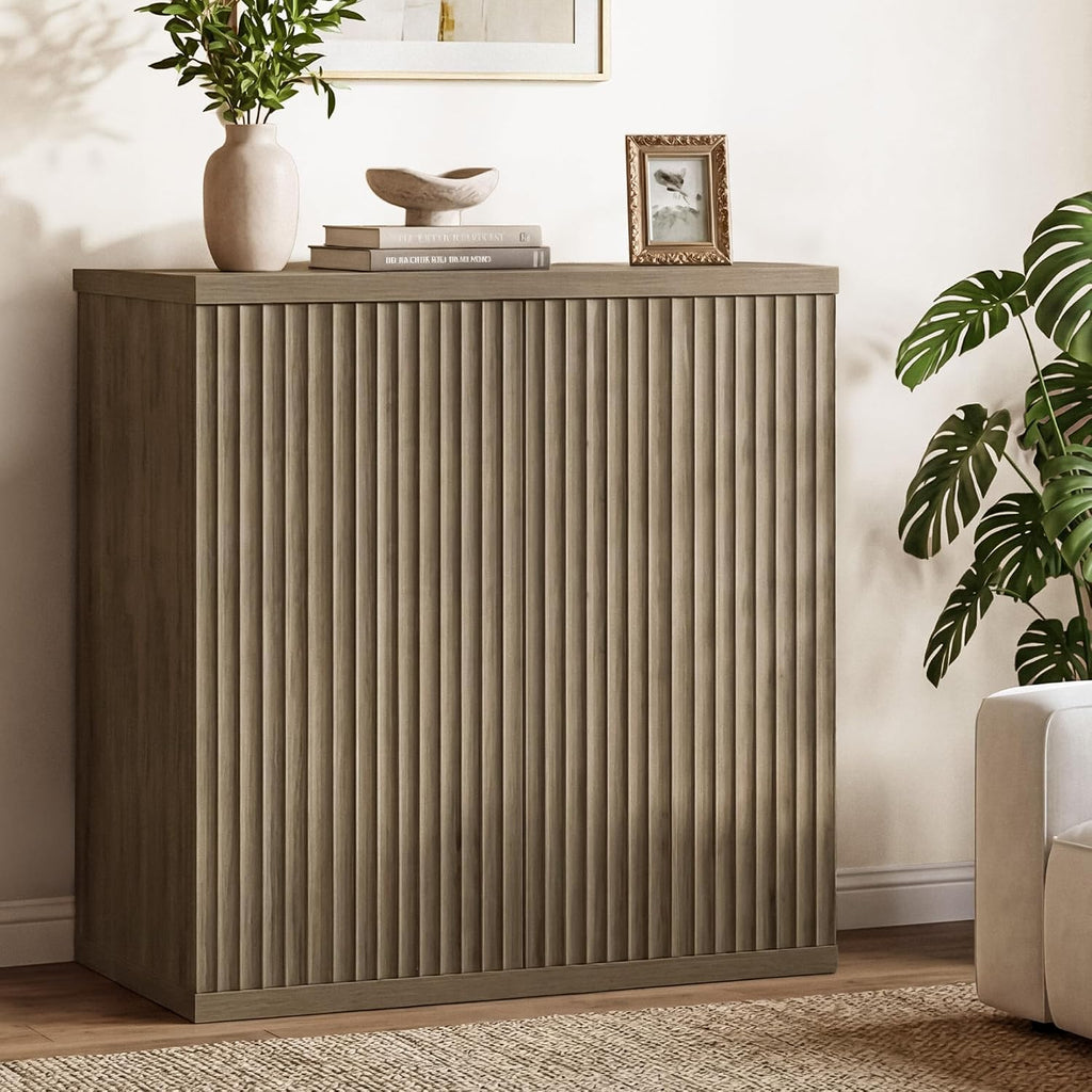 SICOTAS Buffet Cabinet with Storage Sideboard Cabinet with Doors & Shelves | Accent Sideboard Modern Credenza Fluted Storage Cabinet Mid Century Media Console for Living Room Kitchen Dining Hallway