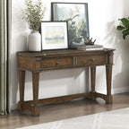 Lexicon Rectangle Wood Sofa Table with 2 Dovetail Drawers, Cherry Veneer Console Table with Antique Bronze Knobs & Sturdy Wood Construction for Elegant Living Room, Entryway, Easy Assembly, Brown