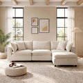 113.4'' Modular Sectional Sofa with Storage Ottoman, Oversized L Shaped Cloud Couch, Modern Comfy Chenille Deep Seat Sleeper Sofa, 4 Seat Convertible Couches for Living Room, Beige