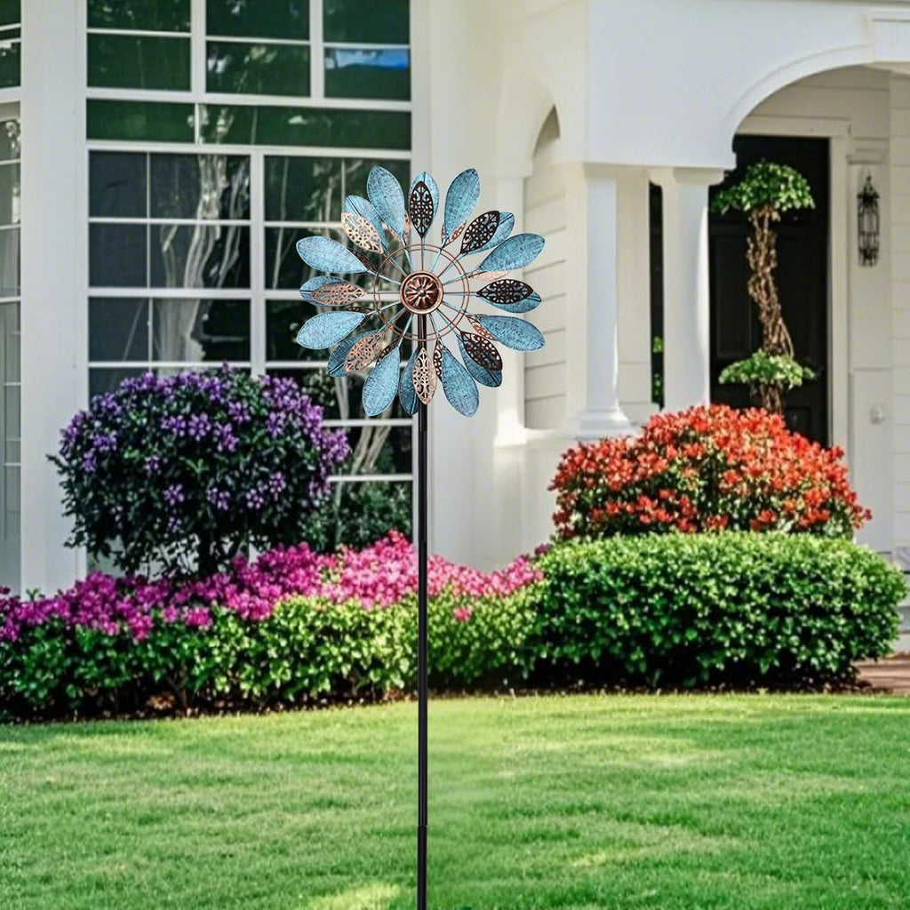 WONDER GARDEN Wind Spinners Outdoor - Metal Wind Spinner Windmill, 4.3 Ft Kinetic Wind Sculpture & Spinners for Yard Patio Lawn Decor