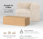 Furniture of America Havyn Modern Faux Fur 1-Seater Square Modular Foam Ottoman, Compressed Couch in a Box, No Assembly Required, for Living Room and Office, Olive Green