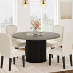 GarveeHome 47" Round Dining Table for 4-6 People, Dining Room Table with Sturdy Waveform Metal Pedestal Base, Farmhouse Circle Kitchen Table for Dining Room, Kitchen