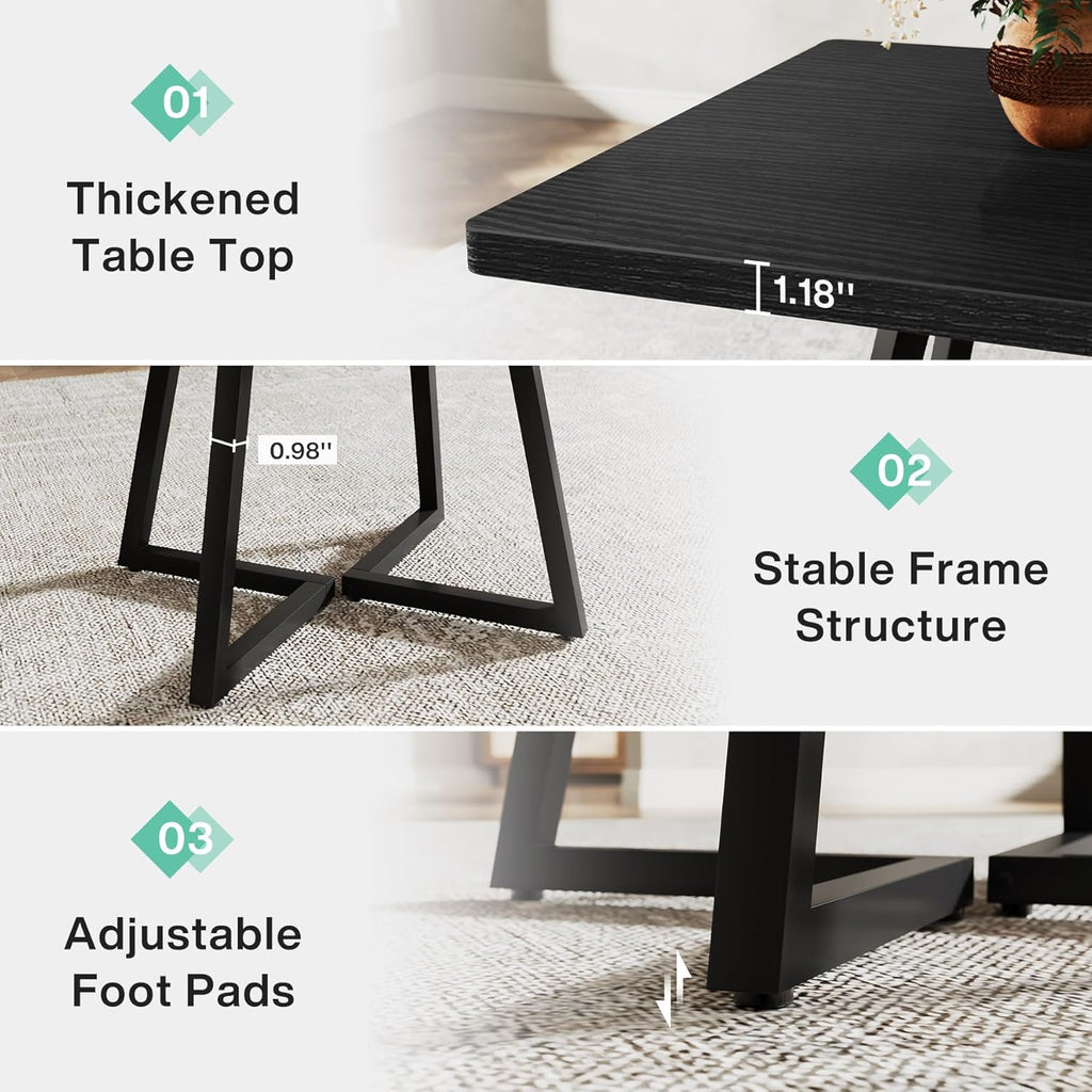 Tribesigns Square Commercial Dining Table Set of 4, 31.5" Heavy Duty Dinner Table with Metal Base, Wooden Kitchen Table for Restaurant, Cafe, Bakery, School, Apartment (Chairs are not Included)