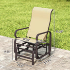 Outsunny Outdoor Glider Chair Set of 2, Smooth Gliding Mechanism, Khaki | Gliders for Outside Patio, Lightweight Construction, Backyard