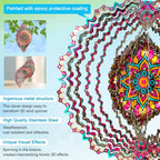 Goolyrusim Wind Spinner Mandala Blossom 3D Kinetic Wind Spinners Outdoor Laser Cut Stainless Steel Metal Art Hanging Wind Sculpture Mandala Garden Decoration Yard Art Decor Ornament Housewarming GIF