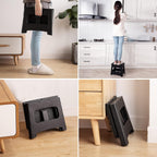 Folding Step Stool, 9 Inch Anti Slip Collapsible Stool Holds Up to 300 lbs, Sturdy Plastic Non Slip Lightweight Foot Stools Foldable for Kitchen, Bathroom, Home Use and Camping