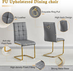 AF ARTISAN FURNITURE 5 Piece Round Glass Dining Table Set, Gold Glass Kitchen Table Set for 4 Modern Table Set with 4 Grey PU Upholstered Dining Chairs, for Small Space, Breakfast Nook