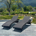 Set of Foldable Long Reclining Patio Seating Chairs, 2 Folding Chairs Patio Chaise Lounge, Outdoor Wicker Lounge Chaise, Rattan Chaise Lounge Lawn Sunbathing Recliner Beach Pool Backrest Recliners