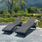 Set of Foldable Long Reclining Patio Seating Chairs, 2 Folding Chairs Patio Chaise Lounge, Outdoor Wicker Lounge Chaise, Rattan Chaise Lounge Lawn Sunbathing Recliner Beach Pool Backrest Recliners