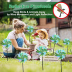 winemana 12 Pcs Reflective Pinwheels Outdoor, Wind Spinners for Yard & Garden, Sparkly Bird Repellent Windmill Scare Birds Away, Deterrent Devices for Outside Patio Lawn Spring Decor (Green)
