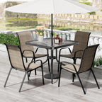 TLSUNNY Patio Dining Set 5 Pieces, All Weather Outdoor Furniture W/30"X 30" Table and 4 Stackable Textilene Chairs, Metal Table and Chairs for Lawn, Garden, Poolside, Backyard (Umbrella not Included)