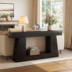 LITTLE TREE 63" Farmhouse Console Table with Storage, Rustic Sofa Table for Entryway, Narrow Long Sofa Table Behind Couch, Console Table for Living Room, Hallway—Versatile Storage Solution, Black