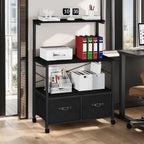 VECELO Mobile Filing Cabinet on Lockable Wheels,Under Desk Organizer with Hanging File Folder Organizer,Beside Under Desk for Office Home,No Bend Over, Fits Letter Size, Black