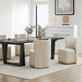 CHITA Upholstered Rolling Dining Chair with Casters Set of 4, Oatmeal | FSC Certified Modern Fabric Dining Chair with Casters, Boucle Dining Chairs for Reading Room Kitchen Dining Room