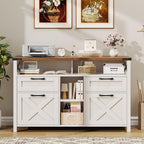 Halitaa Filing Organization Storage Cabinets 4 Drawer with Adjustable Shelf, Lateral Filing Cabinet with Open Storage Shelf for Home Office, Farmhouse File Cabinets for Hanging Files Letter/A4.White