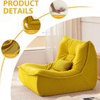 Bean Bag Chair for Adults, Single Lounge Chair with Lumbar Pillow, Comfy Floor Sofa with High-Resilience Foam, Lazy Accent Chair for Living Room, Bedroom, Apartment, Or Reading Corner, Yellow