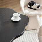 37" Round Modern Dining Table – Flower Shape Top, Twisted Pedestal Base, Black, Table Only for 2-4 People