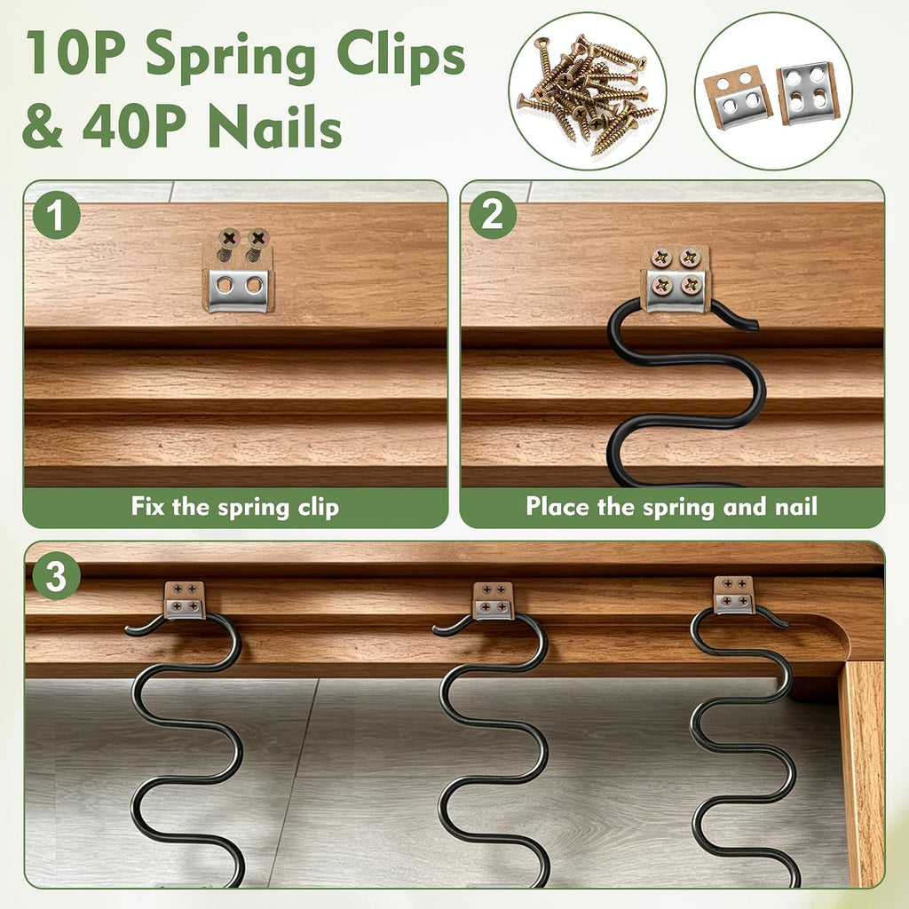 25" Couch Spring Repair Kit, 4Pack Upholstery Spring Seat Repair | for Fixing Sagging Sofa Recliner, 236” Stay Wire/ 4P Springs/ 10P Clips/ 20P Stay Wire Clips/ 40P Nails