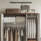 ANCTOR 3 Door Armoire Wardrobe Closet with Mirror, Large Wardrobe Closet with Doors, White Armoire for Bedroom with Hanging Rods & Shelves for Long Clothing, Short Clothing and Stacking, Modern