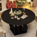 IBF Black Round Dining Table for 4-6, 47 Inch Kitchen Table with Spacious Tabletop Modern Circle Dining Table, Wood Dinner Table Pedestal Base for Dining Room, Kitchen,Living Room,Office