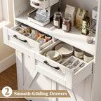 Tall Kitchen Pantry Cabinet with 2 Drawers, White Hutch Cabinet with Storage, Kitchen Pantry Storage Cabinet with Countertop and Adjustable Shelf, Tall Pantry for Kitchen