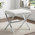DUHOME Vanity Stool,Modern PU Leather Ottoman Stool Chair for Vanity Bench with Metal X Legs, Rectangle Makeup Stools Padded Foot Rest Ottoman for Makeup Room, Living Room, Bathroom,White