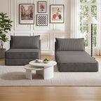 Loveseat Couch Bed,Convertible Sofa Bed with Pillows,Pull Out 2-Seater Small Couch,Fold Out Floor Futon Sleeper Sofa Bed for Living Room Bedroom,Grey,2-Piece Set