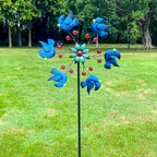 Blue Bird Metal Wind Spinner Garden Decor, 48 Inch Outdoor Yard Spinner Sculpture for Patio Lawn & Garden Decorations