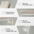 Lexicon Dining Bench with Padded Seat and Wooden Frame, Entryway Bench, Light Gray Textured Fabric Upholstered Dining Seat for Kitchen/Living Room, 19.5" SH, Brushed Antique White