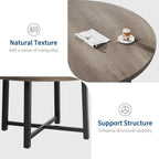 47 Inch Round Dining Table for 4-6 People, Modern Kitchen Table with Wood Metal Industrial Design, Circle Diner Table for Small Space Home Kitchen-Rustic Grey