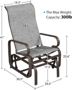 Yaheetech Outdoor Rocking Chair Patio Glider with Sling Seat Set of 1,Gray | Porch Chair and Outdoor Rocker with Steel Construction for Balcony, Deck, Backyard and Garden; Smooth-Gliding Lounge Seating