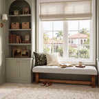 LITTLE TREE 55" Upholstered End of Bed Bench, Solid Wood Tufted Entryway Bench, Farmhouse Ottoman with Cushion for Bedroom, Foot of Bed, Living Room, Hallway, Light Gray