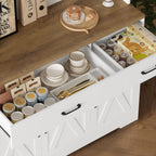 HOSTACK 71"H Kitchen Pantry Storage Cabinet, Farmhouse Hutch Cabinet, White | Space-Saving Pantry Cabinet with Charging Station & 2 Large Drawers & Adjustable Shelves, Tall Kitchen Hutch, Dining Room