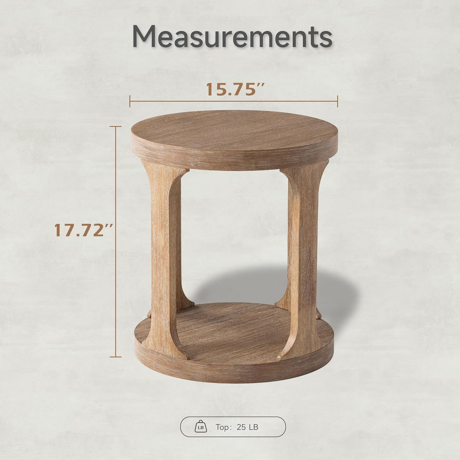 COZAYH Farmhouse Small End Table Wood Round Side Table for Small Space Rustic Pedestal Table for Living Room, Office, Couch, Distressed Wood Grey Finish