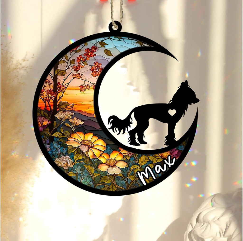 Personalized Dog Memorial, Custom Name Chinese Crested Dog Christmas Ornament, Custom Breeds, Pet Loss Light Catcher, Gifts for Lovers Loss of Pet Sympathy on Mothers Day Christmas