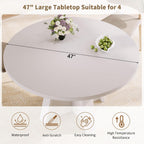 iPormis 47-Inch Round Dining Table for 4-6 People, Modern Wooden Kitchen Table for Dining Room, Farmhouse Circle Dinner Tables Furniture for Kitchen Living Room, White