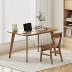 WiberWi 5 Piece Dining Table Set for 4, Solid Wood Kitchen Table Chairs Set of 4, 43.3” Space-Saving Mid Century Modern Dining Room Table, Walnut Home Furniture
