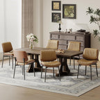 MALOL Leather Dining Chairs Set of 6, Modern Upholstered Dining Room Kitchen Chairs with Metal Legs and Wooden Back Support for Home Dining Room/Restaurant, Light Brown