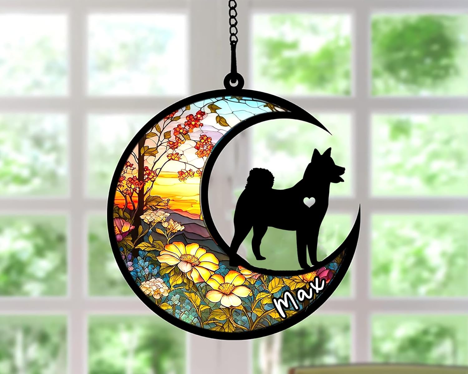 Personalized Dog Memorial, Custom Name Shiba Inu Dog Christmas Ornament with Name, Custom Breeds, Pet Loss Light Catcher, Gifts for Lovers Loss of Pet Sympathy on Mothers Day Christmas