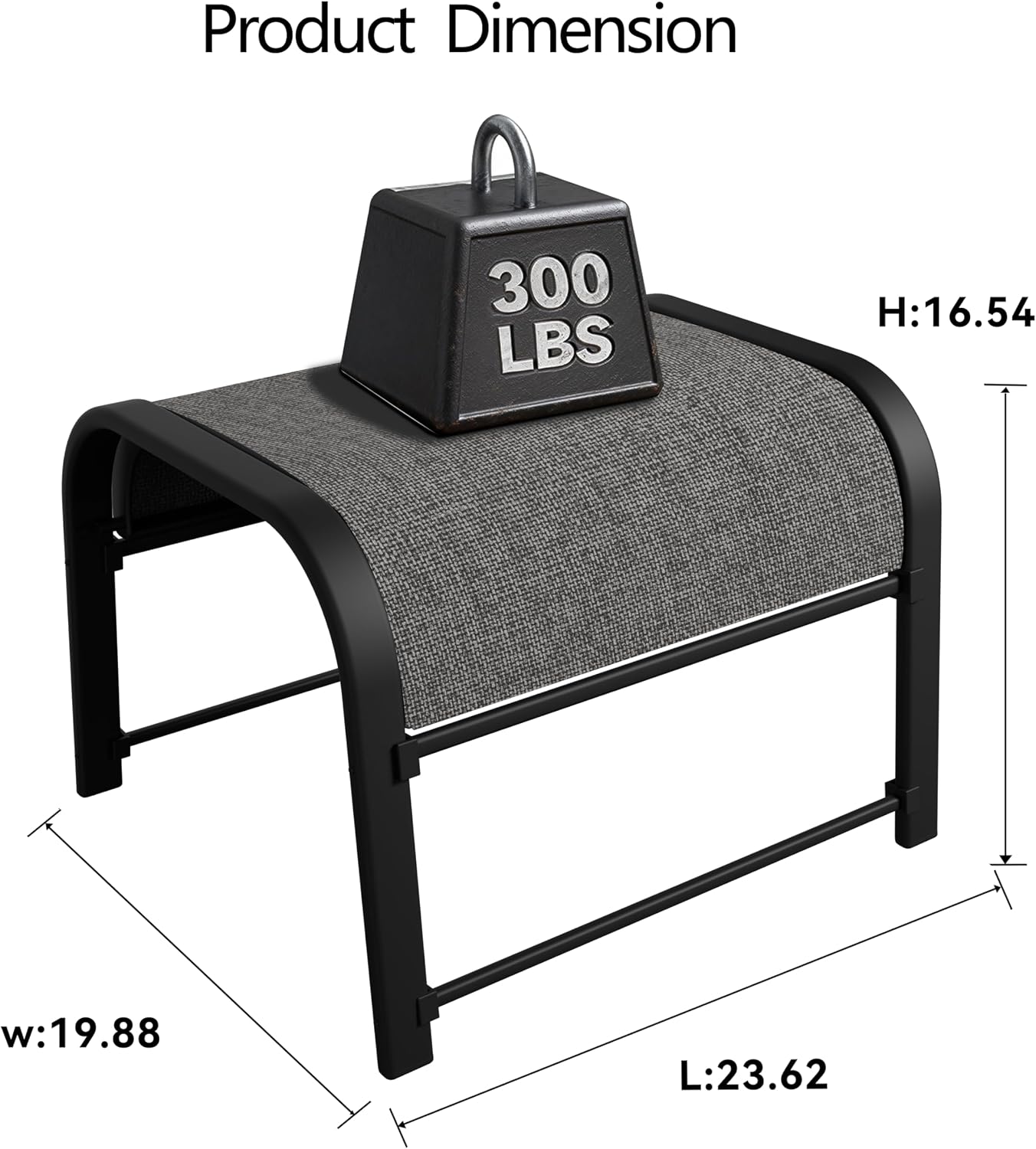 Outdoor Footstool Ottoman with Sturdy Metal Frame & Breathable Textilene Fabric, All-Weather Portable Footrest for Patio, Lawn, Garden, Poolside, Balcony, Camping, Porch & Indoor Use (2, Black)