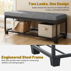 DUMOS Upholstered Storage Bench, End of Bed Ottoman, Extra Large 46.5 Gal (176L) Internal Volume, Foot Stool for Bedroom, Living Room, Sturdy Storage Chest, Dark Grey, 43.3" L x 15.7" W x 15.7" H