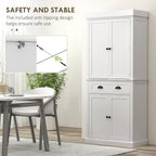 HOMCOM 71" Kitchen Pantry Cabinet LED Motion Sensor Light Drawer White | Tall Storage Cabinet, 6 Door Shelves, Adjustable Shelves, Living & Dining Room