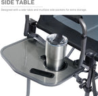 EVER ADVANCED Portable 30.7" Seat Height Tall Camping Directors Chair | Folding Chair High Foldable Bar Stool with Side Table for Makeup Artist, Sports Event, Craft Show, Supports 350LBS