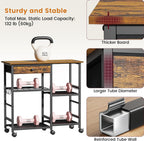 Microwave Stand, Coffee Cart, Microwave Cart with Wheels & Adjustable Shelf | Coffee Bar Table Station, Rolling Storage Cart Organizer Shelf for Living Room, Kitchen Island, Office, Rustic Brown
